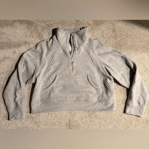 Gray Women's Half-Zip Sweatshirt with thumb holes. Size XL